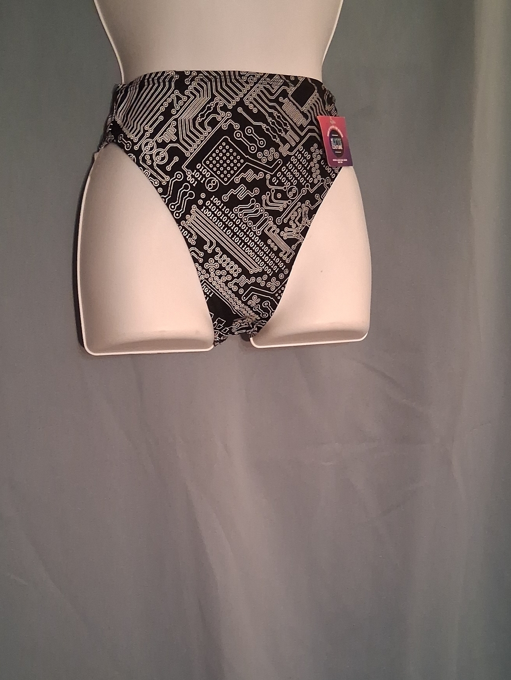 High-Rise Black & White Circuit Print Women's Shorts